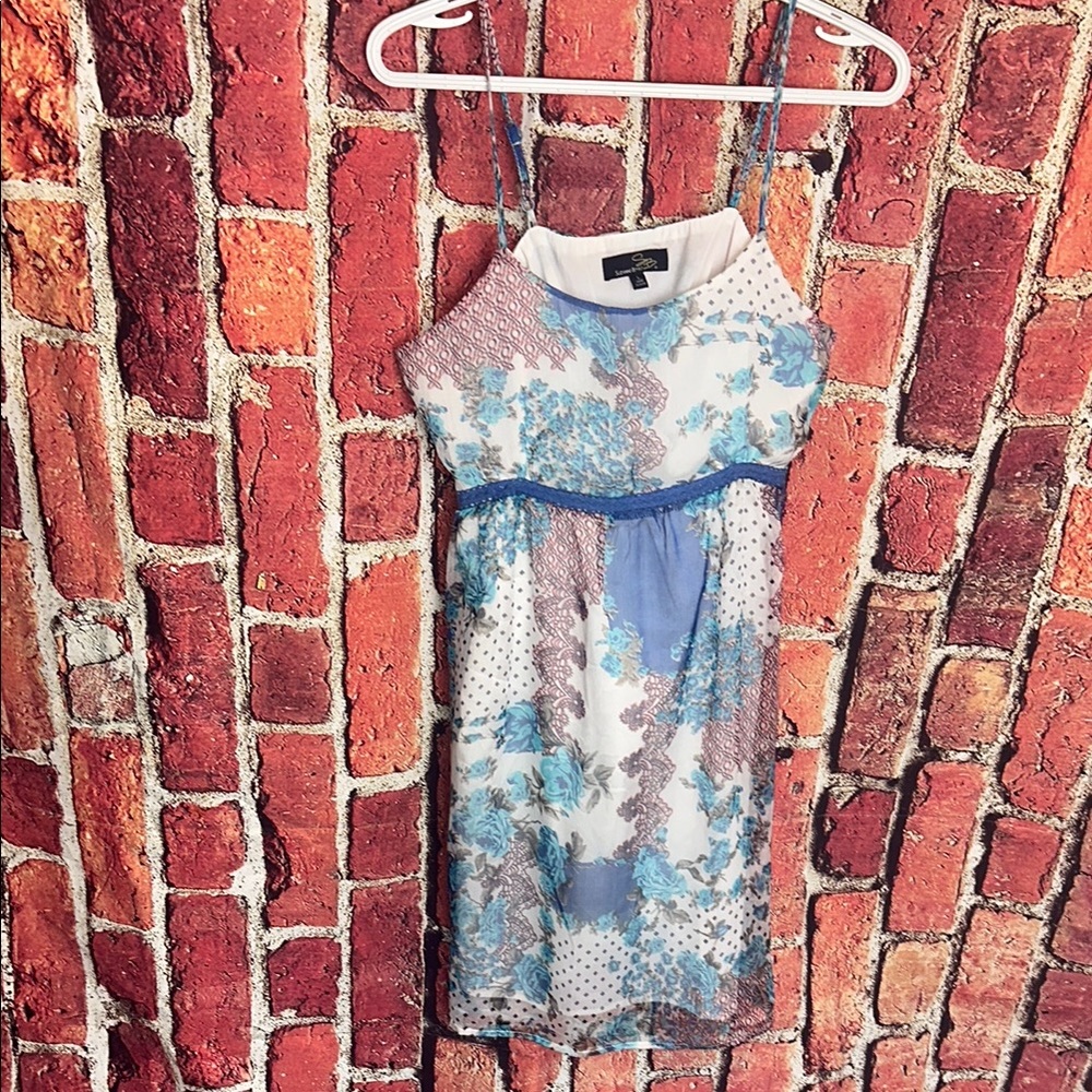 Suzanne Betro Blue Floral Sleeveless Girls Dress size large